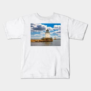 Breakwater Lighhouse and Sailboat Kids T-Shirt